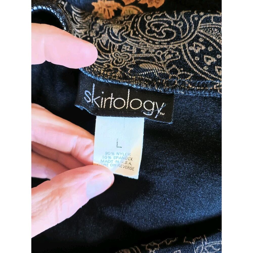 Vtg Skirtology Womens Dark Cottagecore Maxi Skirt L Button Slit Nylon Whimsigoth - Picture 6 of 9